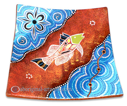 Terracotta Plate With Aboriginal Dot Painted