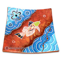 Terracotta Plate With Aboriginal Dot Painted