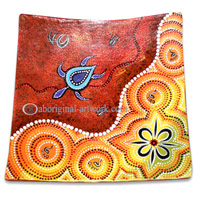 Terracotta Plate With Aboriginal Dot Painted