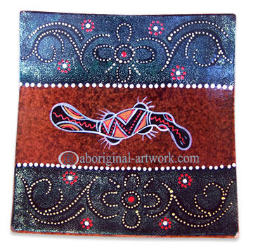 Terracotta Plate With Aboriginal Dot Painted