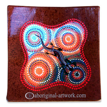 Terracotta Plate With Aboriginal Dot Painted