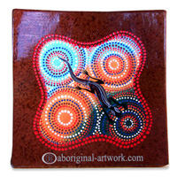 Terracotta Plate With Aboriginal Dot Painted