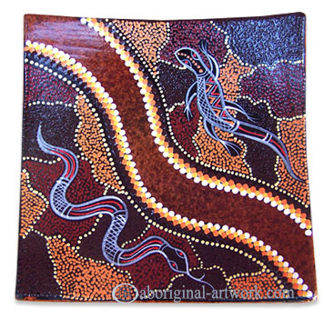 Terracotta Plate With Aboriginal Dot Painted