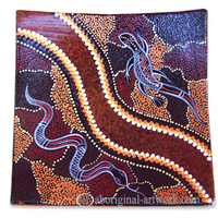 Terracotta Plate With Aboriginal Dot Painted