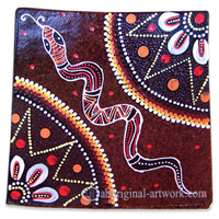 Terracotta Plate With Aboriginal Dot Painted