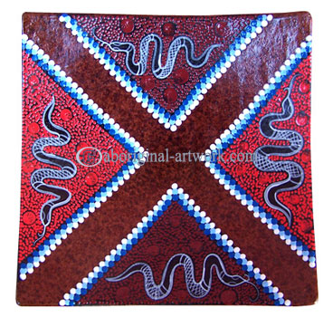Terracotta Plate With Aboriginal Dot Painted
