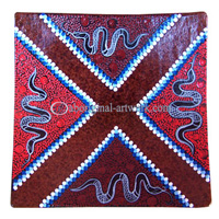 Terracotta Plate With Aboriginal Dot Painted