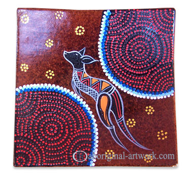 Terracotta Plate With Aboriginal Dot Painted