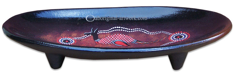 Terracotta Plate With Aboriginal Dot Painted