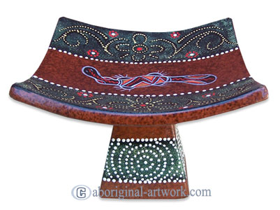 Terracotta Plate With Aboriginal Dot Painted