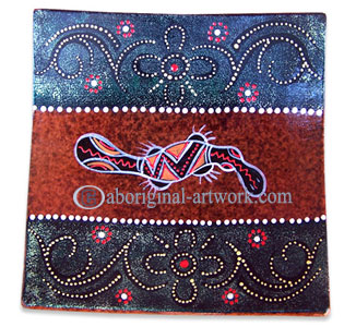 Terracotta Plate With Aboriginal Dot Painted