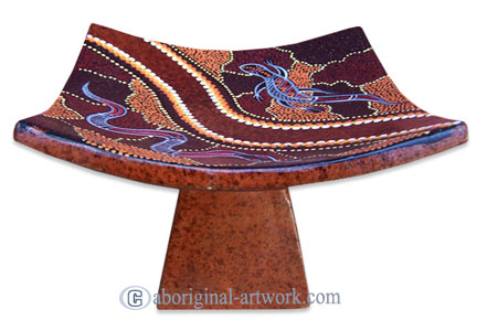 Terracotta Plate With Aboriginal Dot Painted