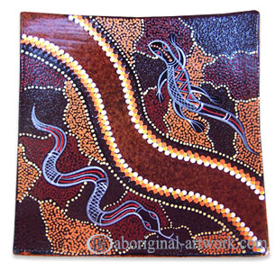 Terracotta Plate With Aboriginal Dot Painted