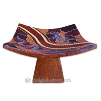 Terracotta Plate With Aboriginal Dot Painted