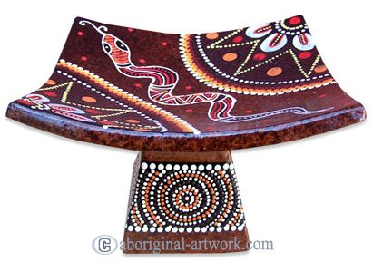 Terracotta Plate With Aboriginal Dot Painted