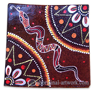 Terracotta Plate With Aboriginal Dot Painted