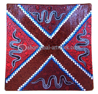Terracotta Plate With Aboriginal Dot Painted