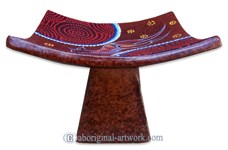 Terracotta Plate With Aboriginal Dot Painted