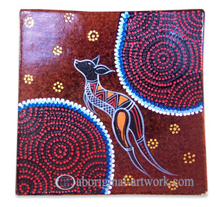 Terracotta Plate With Aboriginal Dot Painted