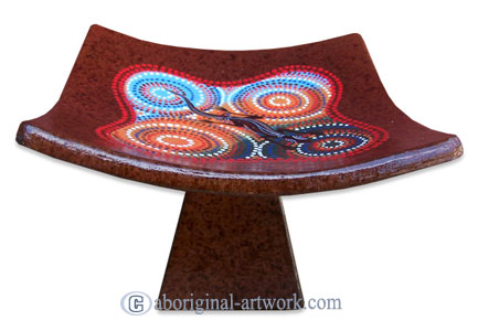 Terracotta Plate With Aboriginal Dot Painted