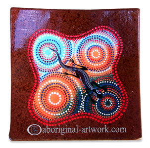 Terracotta Plate With Aboriginal Dot Painted