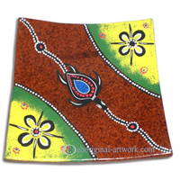 Terracotta Plate With Aboriginal Dot Painted
