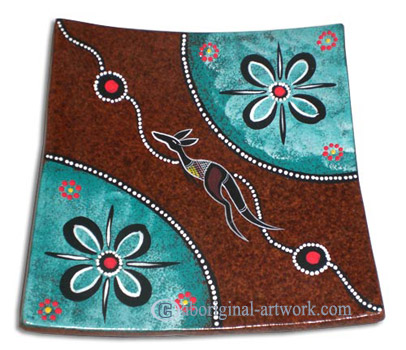 Terracotta Plate With Aboriginal Dot Painted