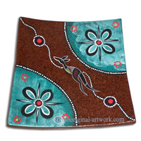 Terracotta Plate With Aboriginal Dot Painted