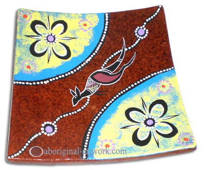 Terracotta Plate With Aboriginal Dot Painted