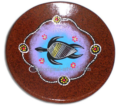 Terracotta Plate With Aboriginal Dot Painted