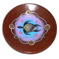 Terracotta Plate With Aboriginal Dot Painted