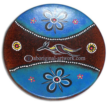 Terracotta Plate With Aboriginal Dot Painted