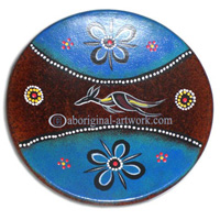 Terracotta Plate With Aboriginal Dot Painted