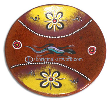 Terracotta Plate With Aboriginal Dot Painted