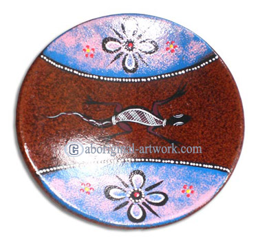 Terracotta Plate With Aboriginal Dot Painted