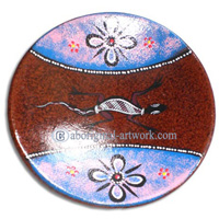 Terracotta Plate With Aboriginal Dot Painted