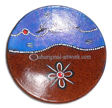 Terracotta Plate With Aboriginal Dot Painted