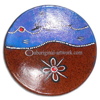 Terracotta Plate With Aboriginal Dot Painted