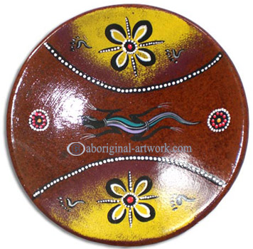 Terracotta Plate With Aboriginal Dot Painted
