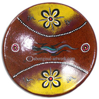 Terracotta Plate With Aboriginal Dot Painted