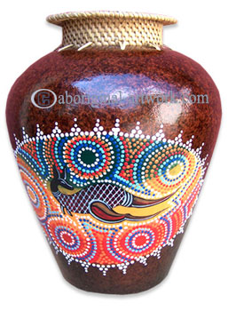 Terracotta Vase With Aboriginal Dot Painted