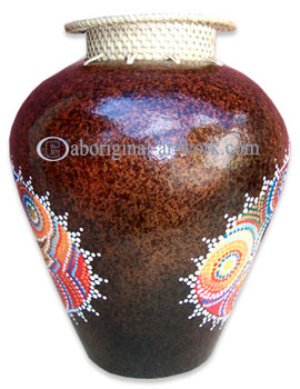 Terracotta Vase With Aboriginal Dot Painted