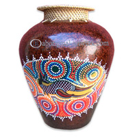 Terracotta Vase With Aboriginal Dot Painted