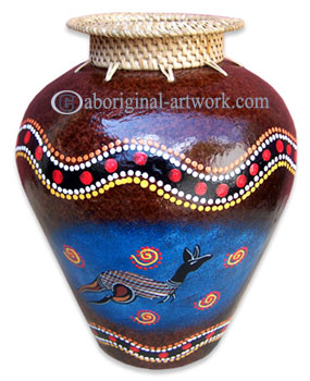 Terracotta Vase With Aboriginal Dot Painted