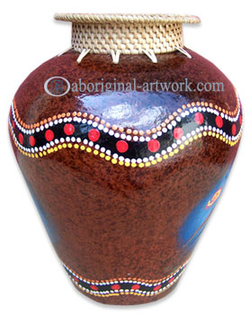 Terracotta Vase With Aboriginal Dot Painted