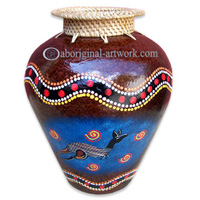 Terracotta Vase With Aboriginal Dot Painted