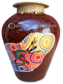 Terracotta Vase With Aboriginal Dot Painted