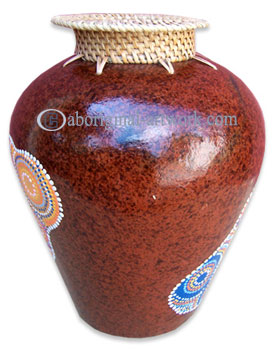 Terracotta Vase With Aboriginal Dot Painted