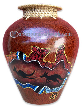 Terracotta Vase With Aboriginal Dot Painted