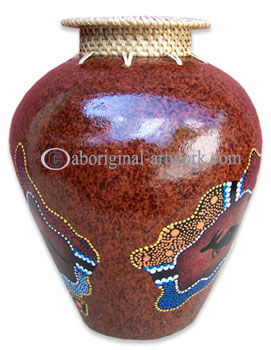 Terracotta Vase With Aboriginal Dot Painted